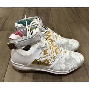 Size 13 Men’s New Balance Baseball Cleats Francisco Lindor 1 White Gold Floral